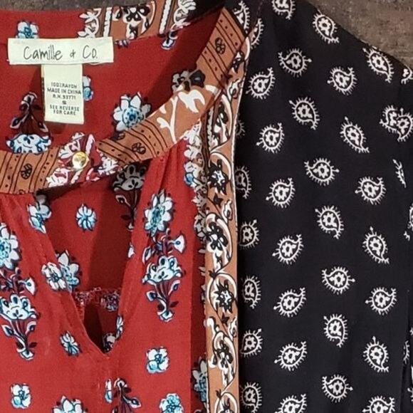 Camille & Co keyhole front boho pattern mini dress woman's size small - Picture 7 of 7